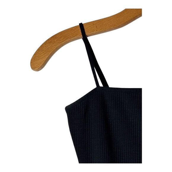 Privacy Please Bodysuit Women XS Black Ribbed Knit Square Neck Adjustable Straps - Picture 5 of 11